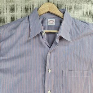 Brooks Brothers Makers Shirt Mens 3XL Blue Red Stripe Long Sleeve Button‎ Front